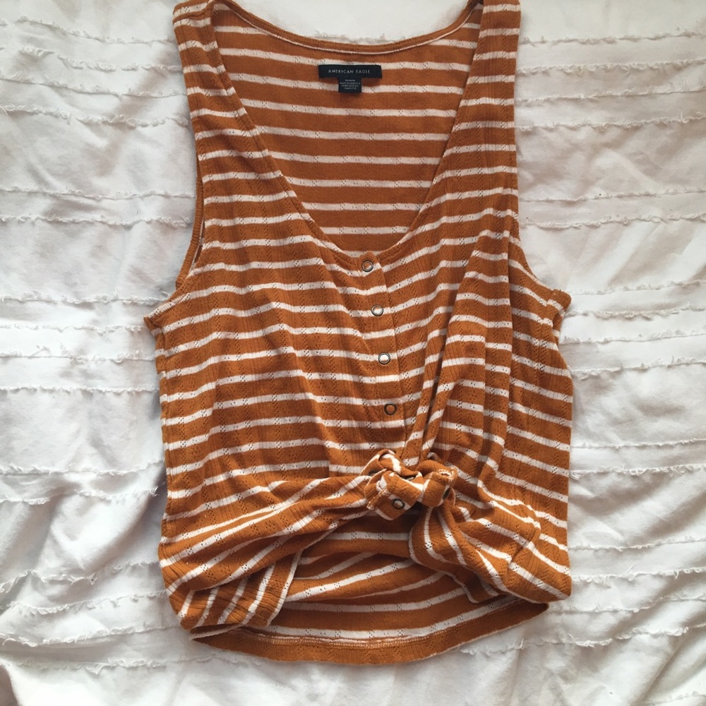 american eagle stripy button tank
